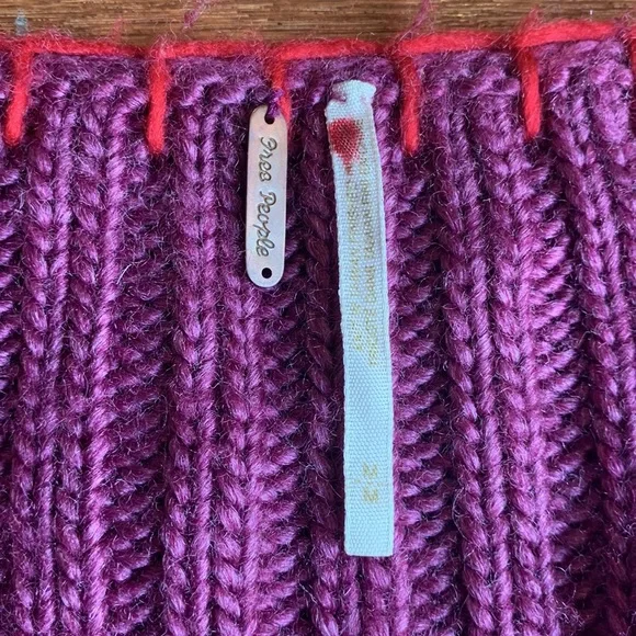 Free People Boho Knit Fuchsia V-Neck Ruffle Longline Wool Cardigan Size Medium - Picture 4 of 10